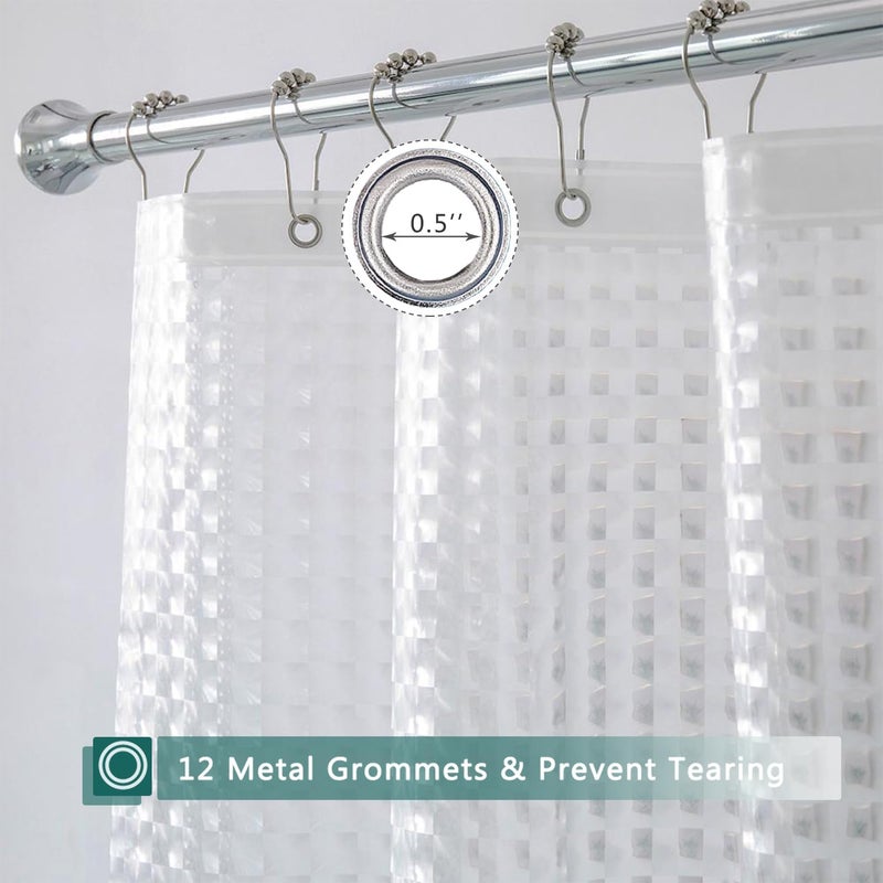 jssablo Clear Shower Curtain Liner, 100% Waterproof EVA 3D Shower Curtains with 3 Duty Heavy Bottom Magnets and 12 Rust Proof Grommets, 72x72 Weighted Shower Liner for Shower Stall, Bathtubs - Image 2
